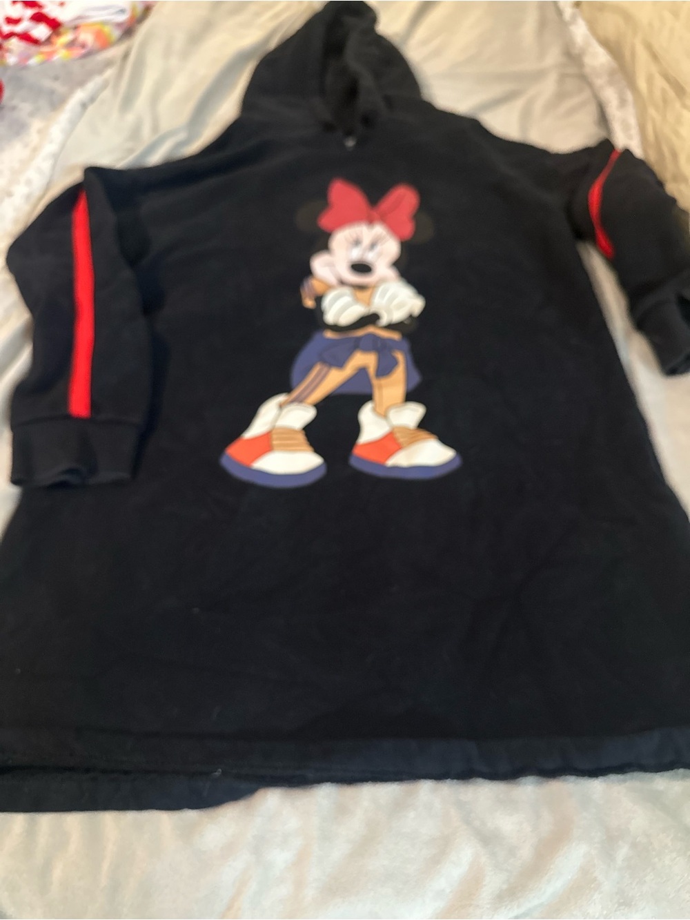 Zara x Disney Kids Black Hooded Minnie Graphic Pullover Dress